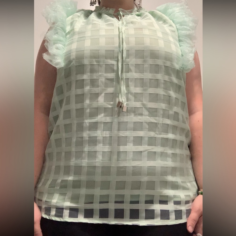 Light Green Ruffle Blouse - Picture 3 of 6